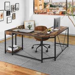 Sellar L-Shaped Corner Desk for Home Office - Brown