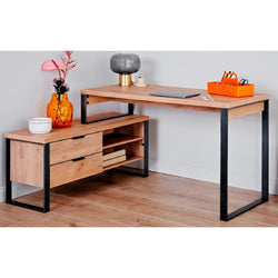Asraa L-Shaped Corner Desk for Home Office - Core Oak