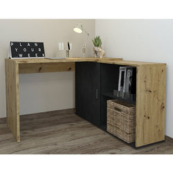 Fortis L-Shaped Corner Desk for Office - Artisan Oak & Matera