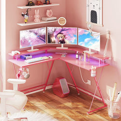 Azaria L Shaped Corner Desk - Pink