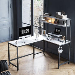 Kori L-Shaped Corner Desk for Home Office - White