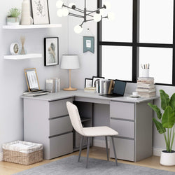 Kinslee L-Shaped Corner Desk for Home Office - Grey