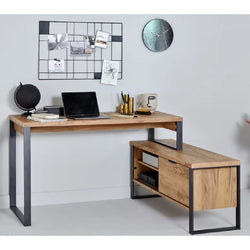 Miles L Shaped Corner Desk - Black & Light Brown