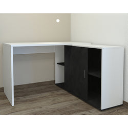 Fortis L-Shaped Corner Desk for Office - White & Matera