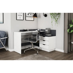 Archer L Shaped Corner Desk - White & Black