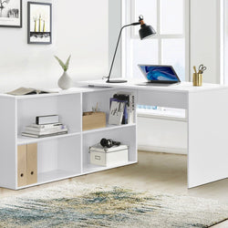 Amber L-Shaped White Corner Desk