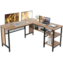 Yuki L Shaped Corner Desk - Rustic Oak