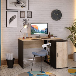 Irish L-Shaped Corner Desk for Home Office - Oak & Black