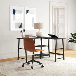 Miranda L-Shaped Corner Desk for Home Office - Black