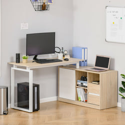 Nook L-Shaped Corner Desk for Home Office - Oak & White