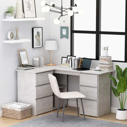 Kinslee L-Shaped Corner Desk for Home Office - Concrete Grey