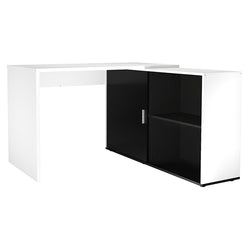 Fortis L-Shaped Corner Desk for Office - White & Black