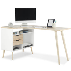 Hibner L-Shaped Corner Desk for Home Office - White