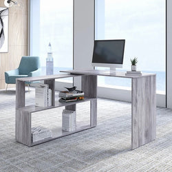 Eldrid L-Shaped Corner Desk for Home Office - Grey
