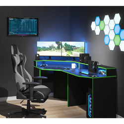 Ada Corner Desk For Gaming - Black & Green