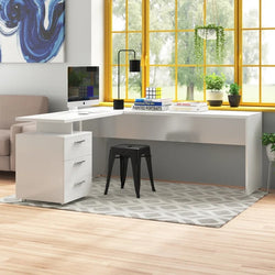 Calderone L-Shaped Corner Desk for Home Office - White