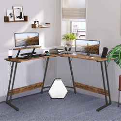 Misha L Shaped Corner Desk - Rustic Brown