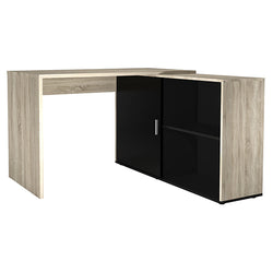 Fortis L-Shaped Corner Desk for Office - Sonoma Oak & Black