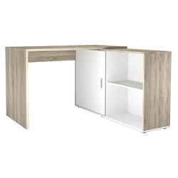 Fortis L-Shaped Corner Desk for Office - Sonoma Oak & White
