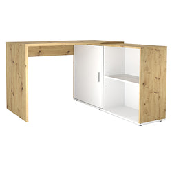 Fortis L-Shaped Corner Desk for Office -  Artisan Oak & White