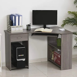Iver L-Shaped Corner Desk for Home Office - Grey