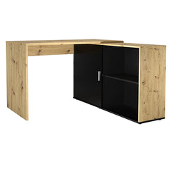 Fortis L-Shaped Corner Desk for Office - Artisan Oak And Black