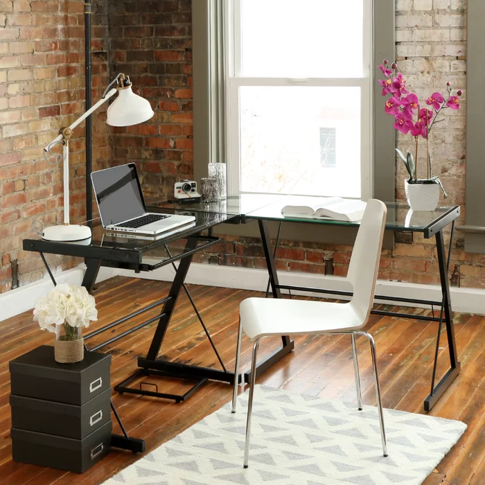 Clear Glass Table Computer Black Clear Glass Computer Desks