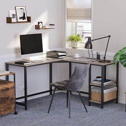 Vanquish L-Shaped Desk - Grey & Black