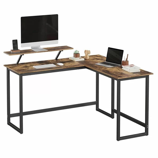 Klara LShaped Corner Desk for Home Office Rustic Brown Corner