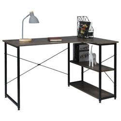 Eada L-Shaped Corner Desk for Home Office - Black & Rust