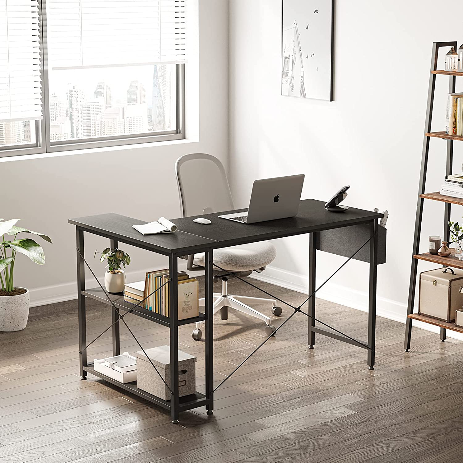 Small Rolling Computer Desk Corner Workstation - Mobile Laptop Table For Home Office