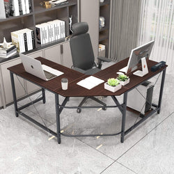 Brayden Corner Desk For Office - Walnut & Black